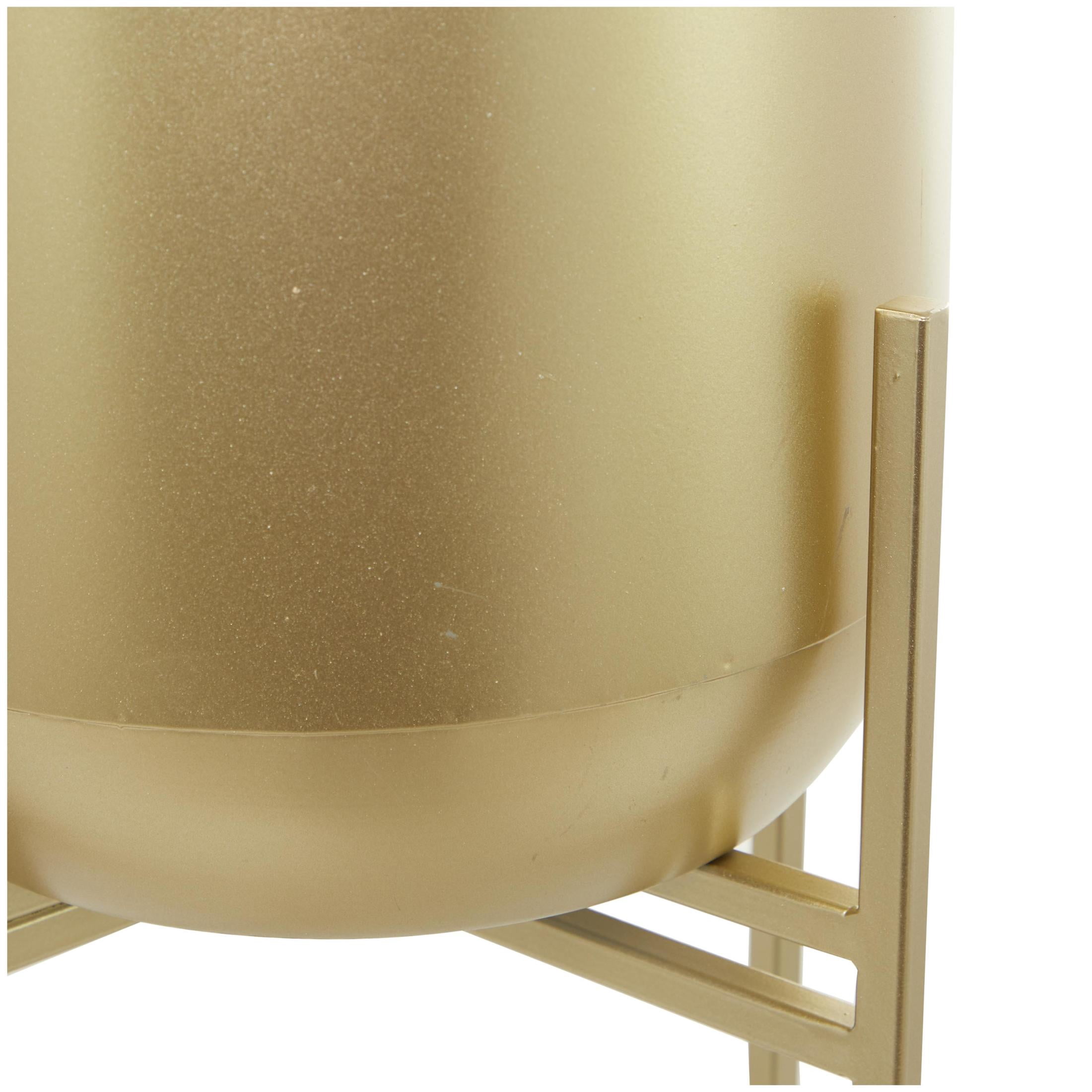CosmoLiving by Cosmopolitan 13" x 41" Matte Dome Gold Metal Planter with Removable Stand