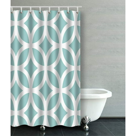 Artjia Light Mint Green And White Circle Pattern Bathroom Shower