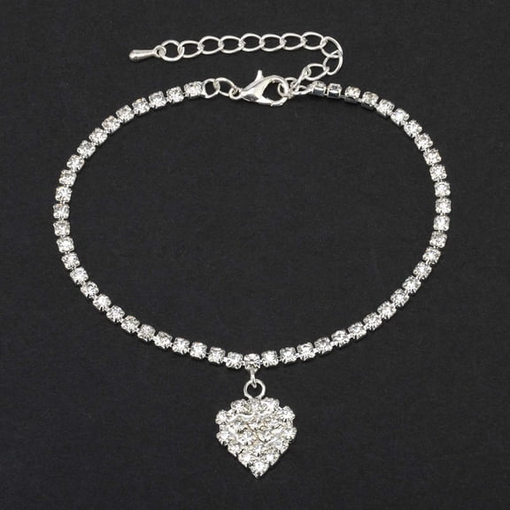 Teissuly Ladies Fashion Personality Anklet Heart Diamond Anklet Jewelry