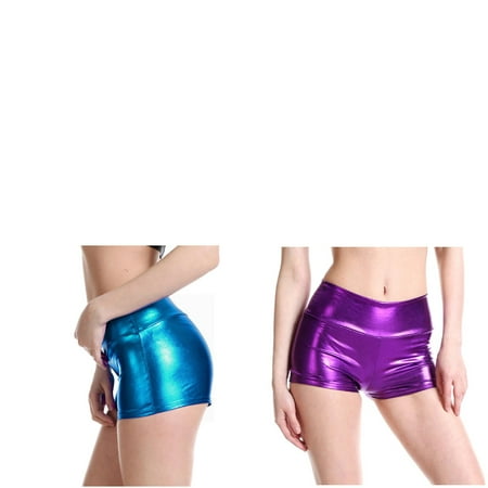 Wijhcboe 2 Pack Women Women s Shorts Dressy plus Size Solid Bare Imitation Leather Yoga Shorts for Women Lingerie Pants Sexy Slim Swim Shorts Women Short Women s Shorts with Pockets Cotton Pajamas f