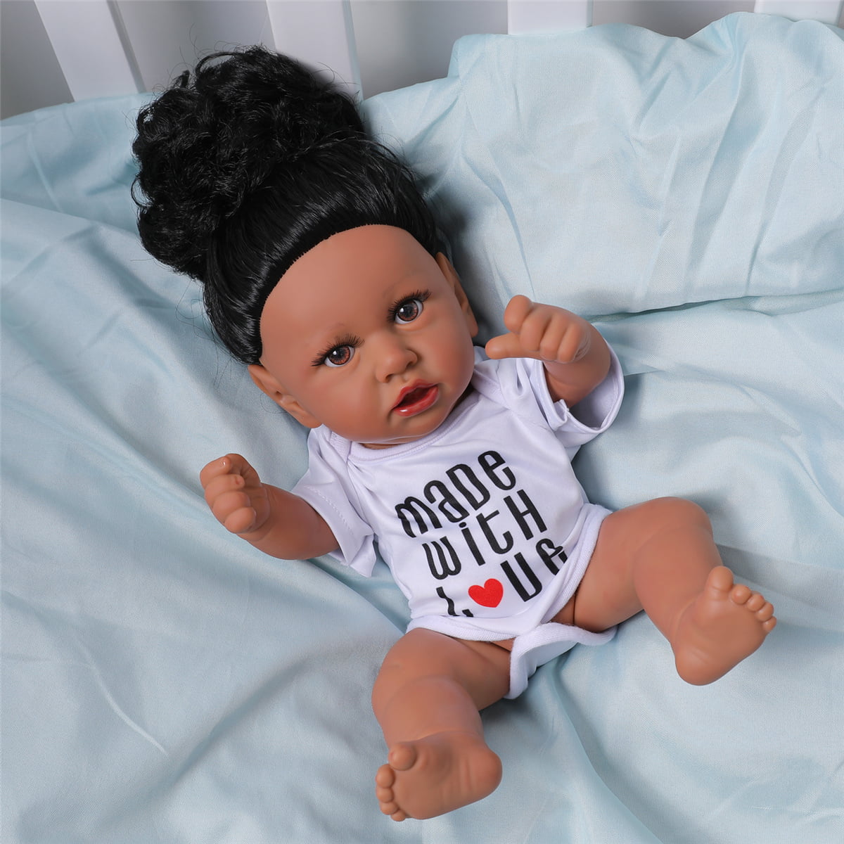 Realistic African American Reborn Baby Doll Lifelike Dolls 11" Full Vinyl Girl 