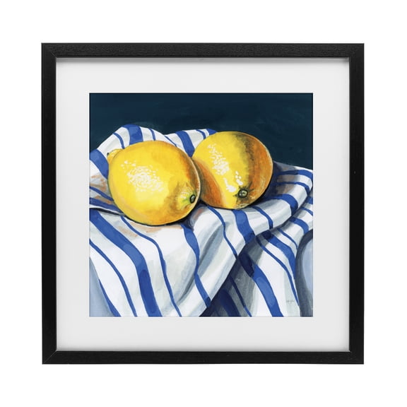Stupell Industries Fresh Kitchen Lemons on Dishtowel Black Framed Print Under Glass, design by Kate Jarvik Birch