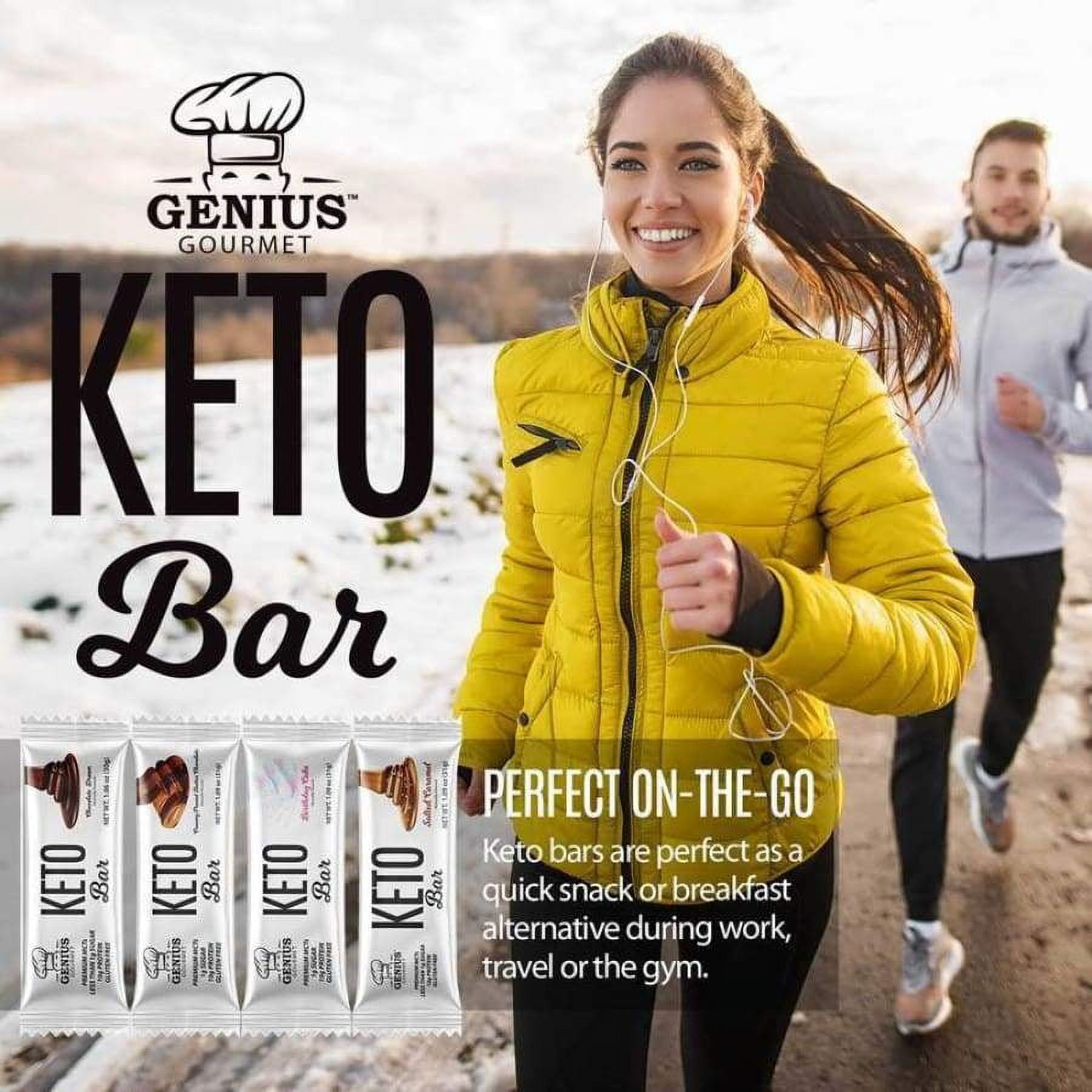 Genius Gourmet Keto Protein & Snack Bars - Salted Caramel (10 Bars)