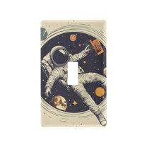Yayeee Toggle Light Switch Wall Plate 1-Gang 4.5"x2.7" Home Decorative Outlet Cover, Astronaut Floating