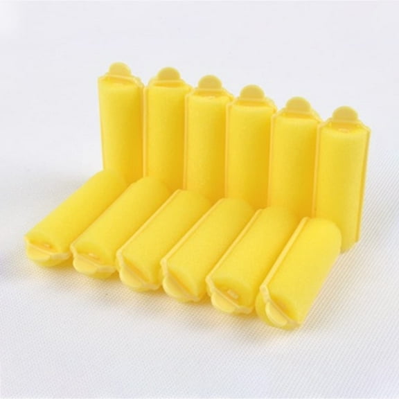 Casewin Foam Sponge Hair Rollers, 12 Pcs Soft Hair Curler Flexible Hair Styling Sponge Curlers Hairdressing Curlers for Hair Styling for Women (Yellow)