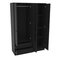 thumbnail image 5 of Polifurniture Denmark 71 in. 4 Door Modern Adult Armoire with 2 Drawers, Shelves & Hanging Rod, Black Wood, 5 of 10