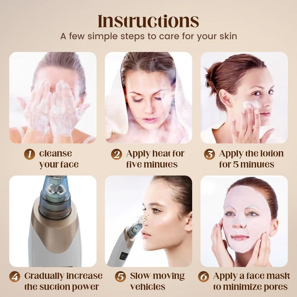 Rechargeable Blackhead Vacuum Pore Cleaner,Blackhead Remover Pore Vacuum,Facial Pore Cleaner,5 Suction Power, 5 Probes,USB Rechargeable Blackhead Vacuum Kit Electric Acne Extractor Tool for Adult