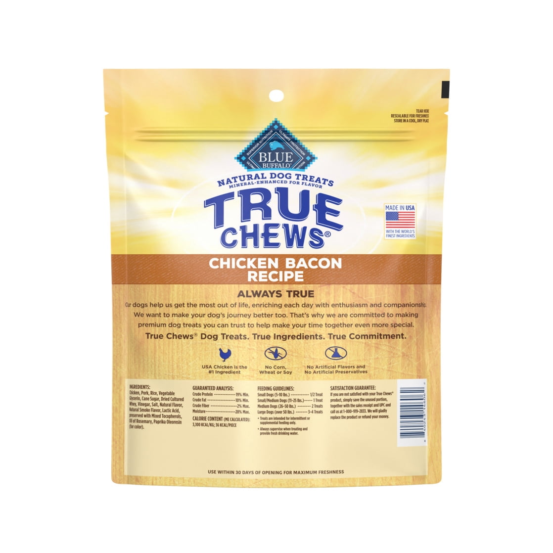 Blue Buffalo True Chews Dog Treats, Chicken Bacon Recipe, 22-oz Bag