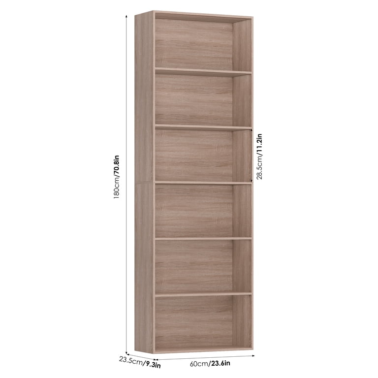Homfa Modern 6-Tier Bookshelf, 70.8" Oak photo 2