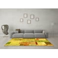thumbnail image 3 of Ahgly Company Machine Washable Indoor Round Patchwork Yellow Transitional Area Rugs, 3' Round, 3 of 4