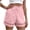 Pink, variant on 100% Cotton Shorts for Women Hollowed Out Pleated Elastic High Waist Drawstring Casual Solid Color Gym Shorts for Summer Black S-2XL