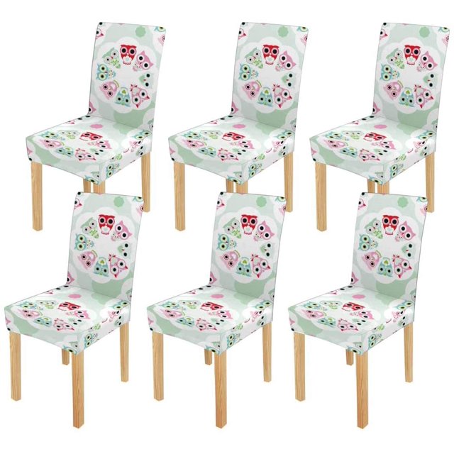 Funda protectora para silla ABPHQTO diseño de búho y flores en colores pastel Juego de 6