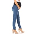 thumbnail image 2 of Women’s Maternity Skinny Jean Stretch Denim Pants with Full Panel Over Belly Waistband Slim Fit Light Ripped Blue, 2 of 4