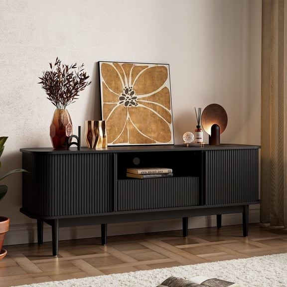 FURNIWAY Modern TV Stand with Storage, Entertainment Center up to 70 Inches