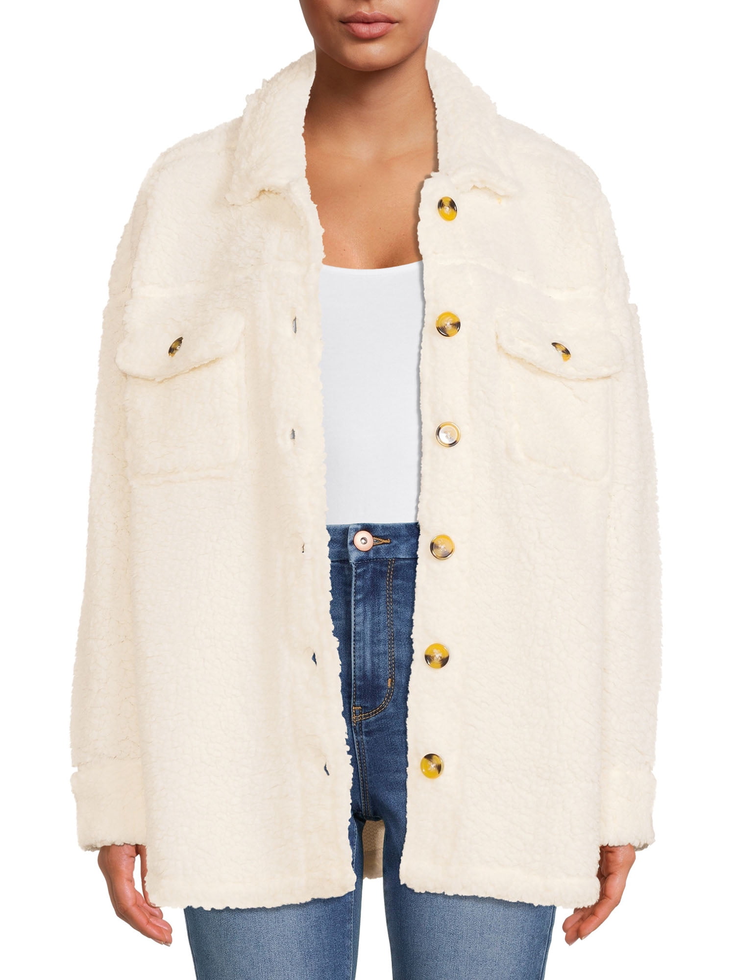 cream sherpa shacket