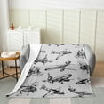 YST Airplane Fleece Blanket Aviation Aircraft Plain Sketch Blanket for