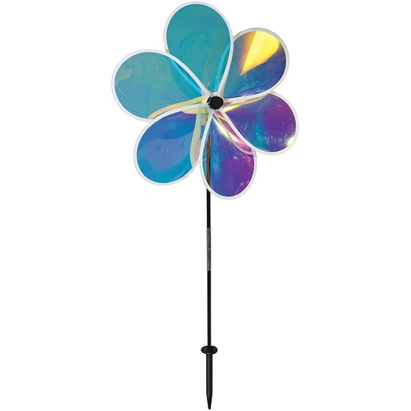 In the Breeze 2668 — 19-inch Iridescent Flower Spinner - Outdoor Wind Spinner Garden Décor