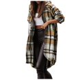 thumbnail image 3 of Plaid Trench Coat Womens Windbreaker Jacket Printed Shirt Zipper Irregular Jacket, 3 of 9
