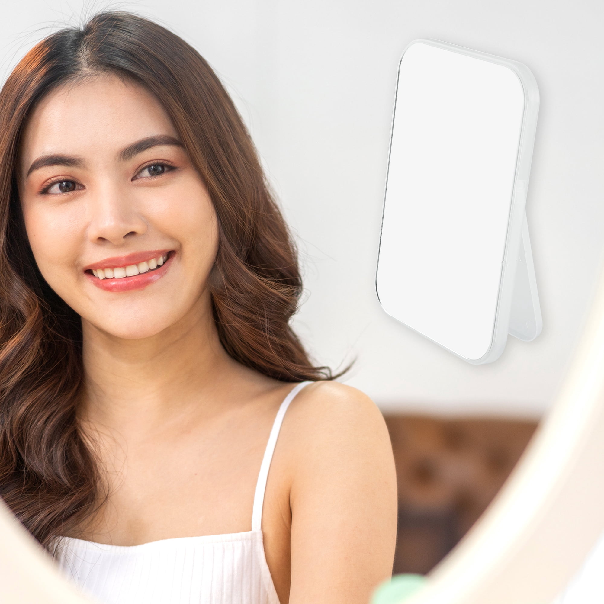Unique Bargains 1Pc Foldable Makeup Mirror 8"x6" Transparent