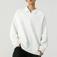 thumbnail image 5 of YLSDY Fashion Mens Waffle Knit Button Collared Shirts Long Sleeve Cable Knitted Button Collared Sweater Textured Pullover Sweater Lapel Collared Tshirt White XXXXXL, 5 of 6