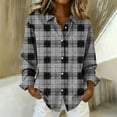 thumbnail image 2 of Lenpel Button down Shirts for Women Long Sleeve Plaid Printed Collared Blouses Dressy Casual Tops Loose Trendy Shirts(Gray,X-Large), 2 of 3