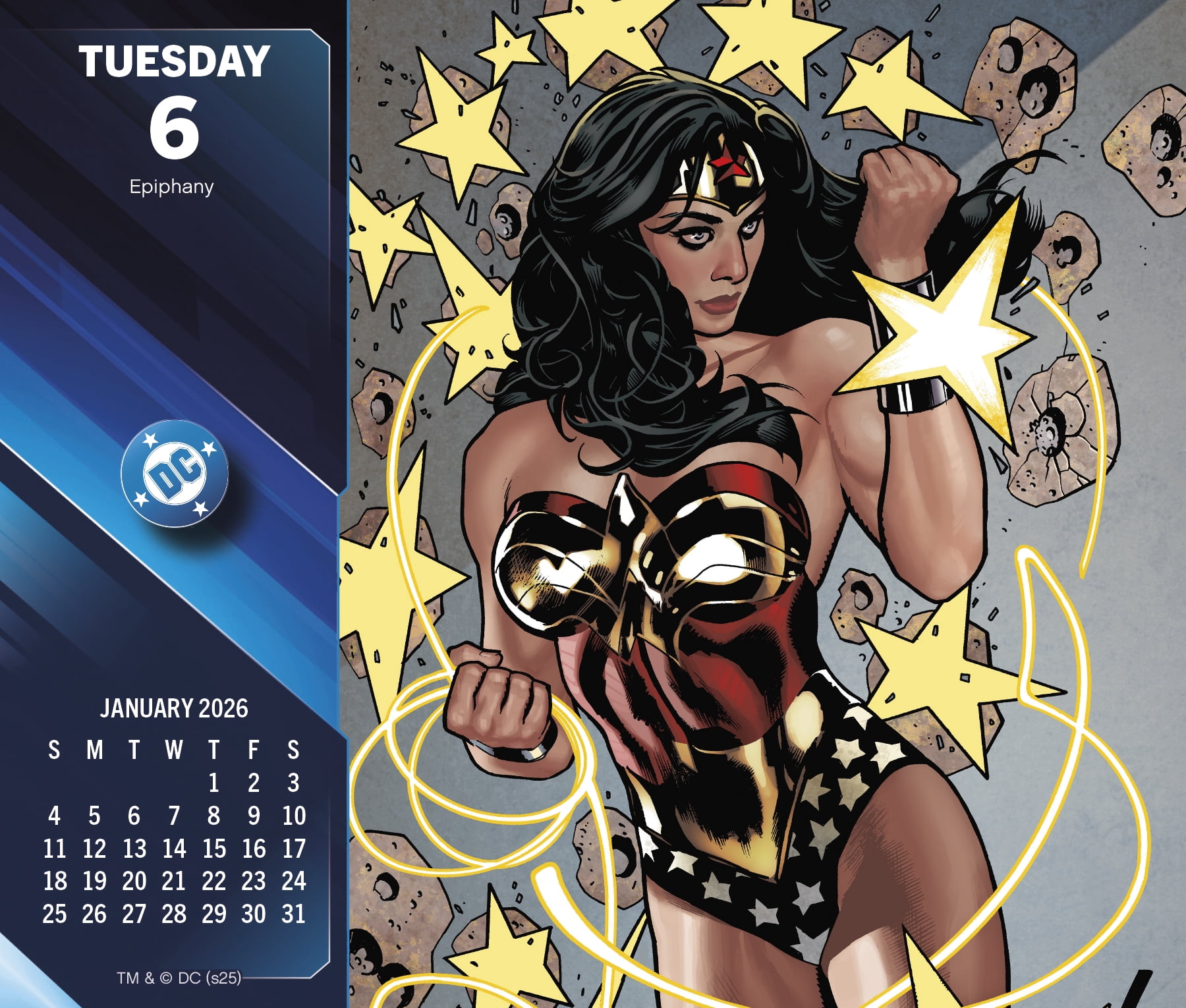 DC Comics 2026 Desk Calendar with Heroes and Eco-Friendly Design by Treads International