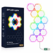 6/12-Pack Hexagon LED Wall Lights, RGB Edge-Lit Modular Wall Panels with Touch Control. DIY Splicing Honeycomb Gaming Lights, USB Powered Ambient Wall Decor for Living Room, Bedroom and Gaming Room
