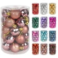 thumbnail image 2 of 12/24/34 piezas de bolas navideñas de oro rosa para decoración de jardín, hogar, árbol de Navidad, adornos colgantes, decoración navideña, Año Nuevo, Navidad, 2 of 5