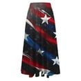 thumbnail image 4 of Oplxuo Women's Flowy Elastic High Waist Skirts USA Flag Graphic Boho Casual Beach Holiday Floral Print A Line Midi Skirt, 4 of 4