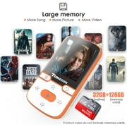 Timoom MP3 Player 32GB Bluetooth 5.0 with Clip Lossless Sound with FM Radio, Portable HiFi MP3 for Sports and Racing, Support SD USB TF Up to 128GB Card Orange