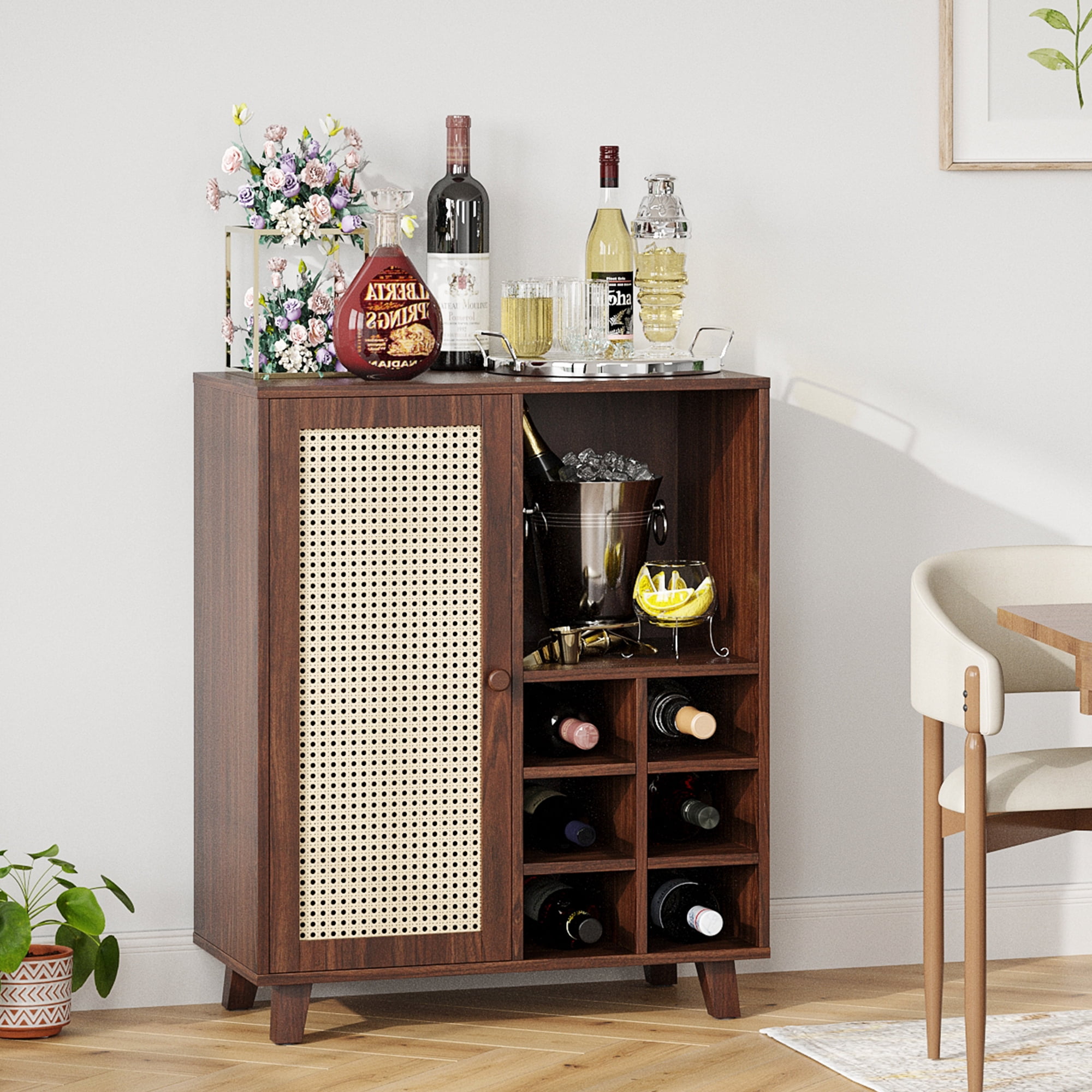 [TrumanPick ] 34 inch Sideboard Cabinet with Wine Racks, 2-Shelf Buffet Server for Living Room, Dining Room, Kitchen, and Home Bar