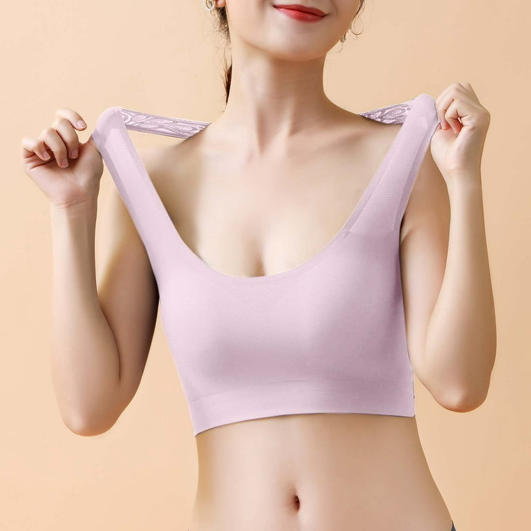 Zuwimk Bras For Women,Women's T-Shirts Modern Micro Seamfree Cami Strap  Bralette Pink,L