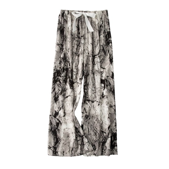Women's Print Wide Leg Pants, High Waisted Drawstring Elastic Waist Palazzo Lounge Pants with Bow