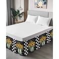 thumbnail image 4 of Sunflower Bed Skirt Queen Size, Black White Check Farmhouse Bee Vase Floral Wrap Around Bed Skirting with Adjustable Elastic Strap, Dust Ruffle Pleated Bedskirts 16 Inch Drop for Bedroom Queen Beds, 4 of 9