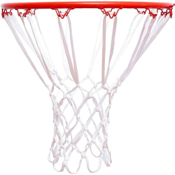 Nvzi -b Basketball Net Replacement - Polyester Braided Flat Rope Heavy Duty Indoor and Outdoor All-Weather Anti Whip Thick Nets Fit Standard 12-Loop Hoop Rims(White)