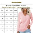 thumbnail image 3 of VDJ Women Long Sleeve Tops Casual Button Up V Neck Solid Fall Shirts Plain Color Casual Cute Pink T Shirt for Women Clothing Size L, 3 of 8
