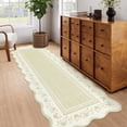 thumbnail image 2 of Hasoo Scalloped Runner Washable 2' x 6' Throw Rug for Hallway Enterway Neutral Indoor Beige Floral Printed Carpet, 2 of 6