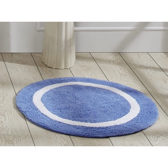 Better Trends - Alfombrillas De Baño 100% Algodón, Colección De Hoteles, Color Azul Y Blanco, Alfombrilla Reversible Absorbente, Lavable A Máquina, De Secado Rápido, Ideal Para Baño, Ducha, Dormitorio