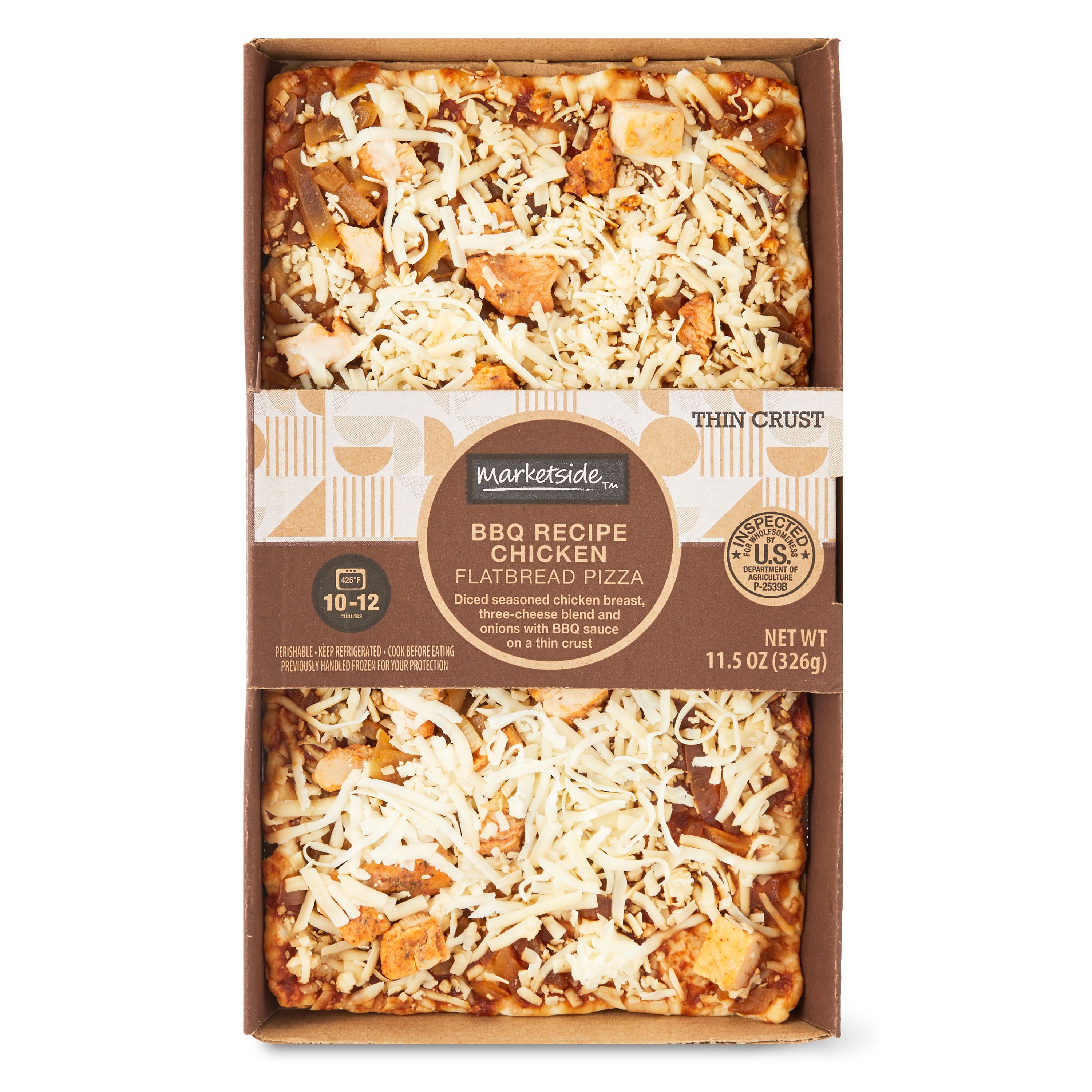 Marketside BBQ Recipe Chicken Flatbread Pizza, 11.5 oz (Fresh