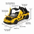 thumbnail image 3 of 1:32 Alloy Supercar Toy, Diecast Mini Race Car with Open Doors, Sound and Light Effect, Pull Back Function, Realistic Sports Car Model for Kids Boys Collection Decoration, 3 of 10