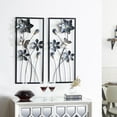thumbnail image 3 of DecMode Teal Metal Floral Wall Decor with Black Frames and Butterfly Accents (2 Count), 3 of 14