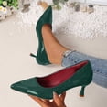 thumbnail image 2 of Gpaecead Women's Pointed Toe Kitten Heel Pumps Patent Leather Elegant Cushioned Dress Heels For Office Wedding Party Formal Events Green, 2 of 5