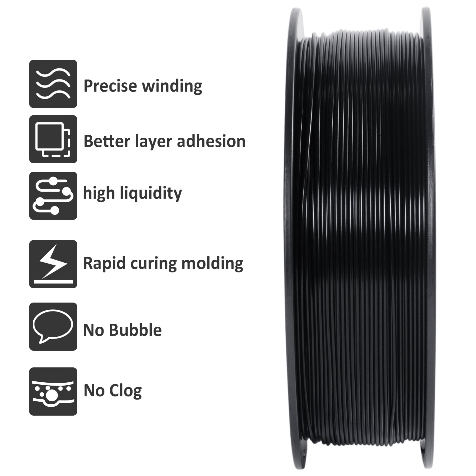 Geeetech 1.75mm PLA 3D Printer Filament, 10kg Spool (22lbs), Dimensional Accuracy +/- 0.03mm,Black