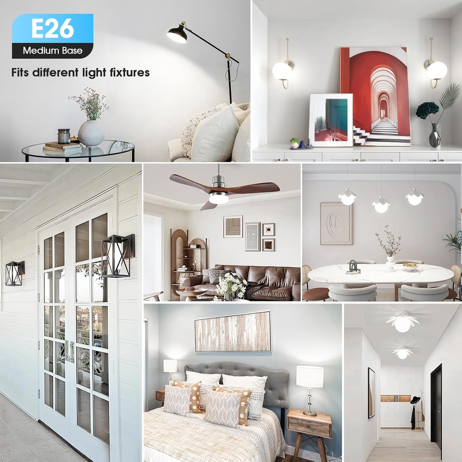 24-Pack A19 LED Light Bulbs, 60W Equivalent, Daylight White 5000K, E26 Base, 850 Lumen, Non-Dimmable, 9W Bright White LED Bulb