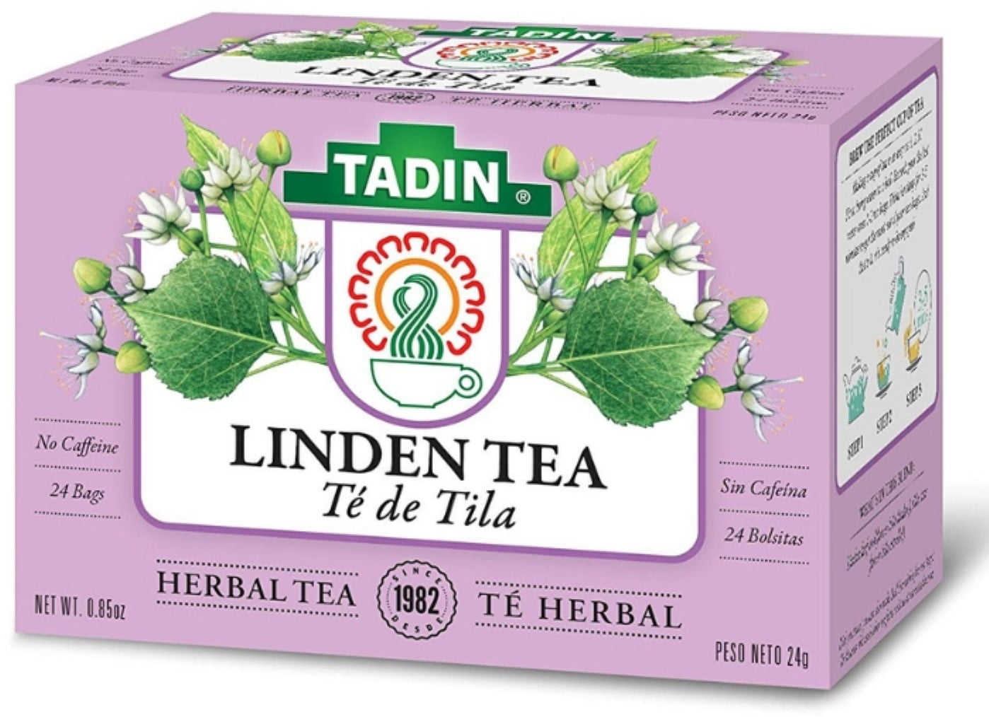 Tadin Herb & Tea Co. Linden Herbal Tea, Caffeine Free, 24 Tea Bags (Pack of 2)