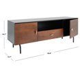 thumbnail image 5 of SAFAVIEH Genevieve Modern Storage Rectangle TV Stand, Black/Walnut (54 in. W x 15.7 in. D x 19.7 in. H), 5 of 7