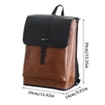 thumbnail image 2 of Vintage PU Leather Backpack for Men Women, Retro British Style School Bag with 15.6 Inch Laptop Compartment, Large Capacity Waterproof Travel Daypack with Flap & Buckle Closure, Brown/Black, 2 of 5
