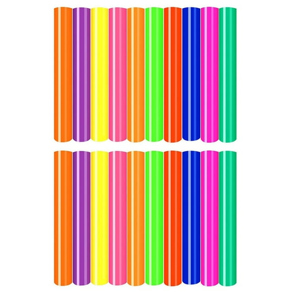 HTV Heat Transfer Vinyl-30X25cm 20 Sheets Neon Iron on Vinyl Green Blue T-Shirt