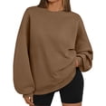 thumbnail image 2 of Mohiass Womens Sweatshirt Oversized Crewneck Fleece Pullover Sweatshirts Y2k Fall Long Sleeve Tops Brown 2XL, 2 of 4