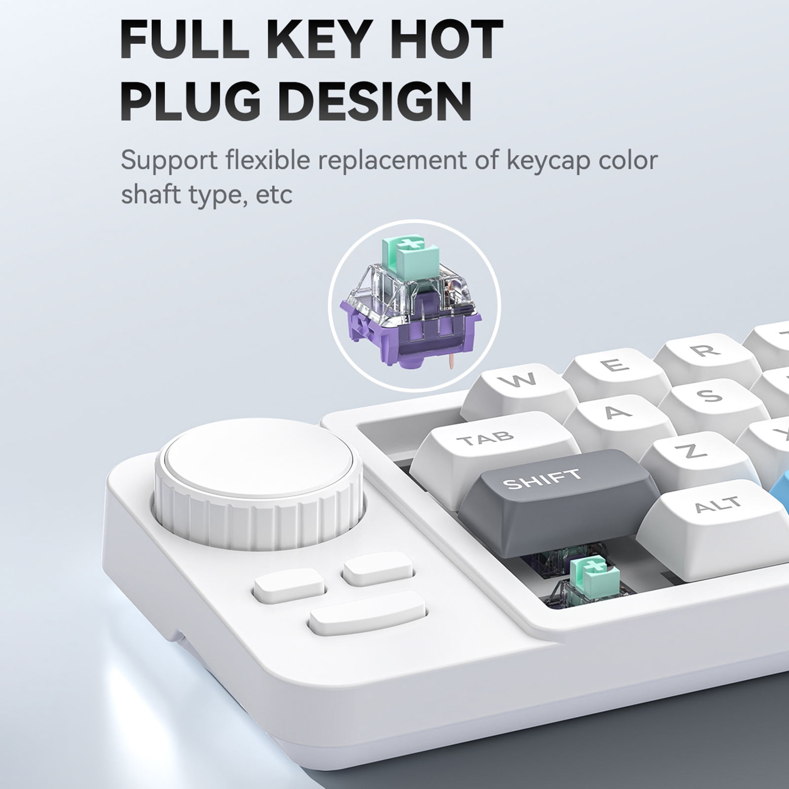 RYUJNDK Color Illuminated 19 Small Gaming Keyboard Customizable Joystick Double Macroed Wheel Hot Swappable Switches
